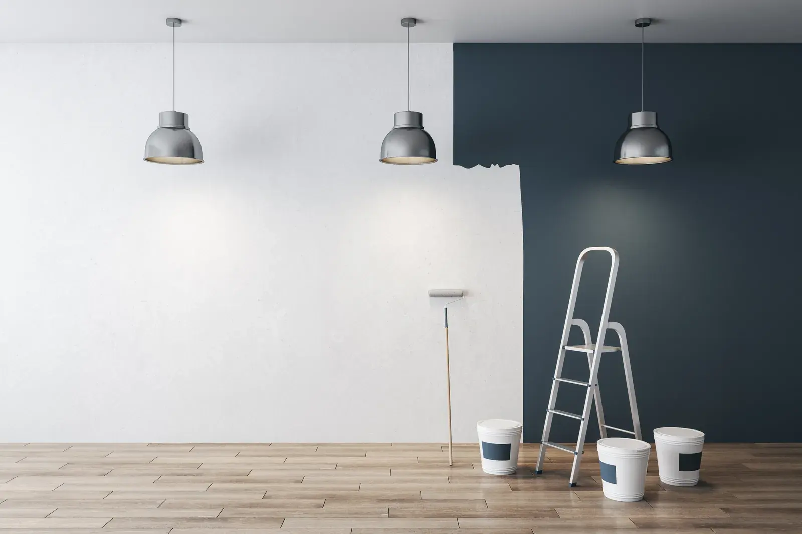 A room part way through an interior repaint
